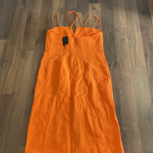 MASSIMO DUTTI linen dress. Strappy Linen Blend Dress With Slit - Picture 6 of 8